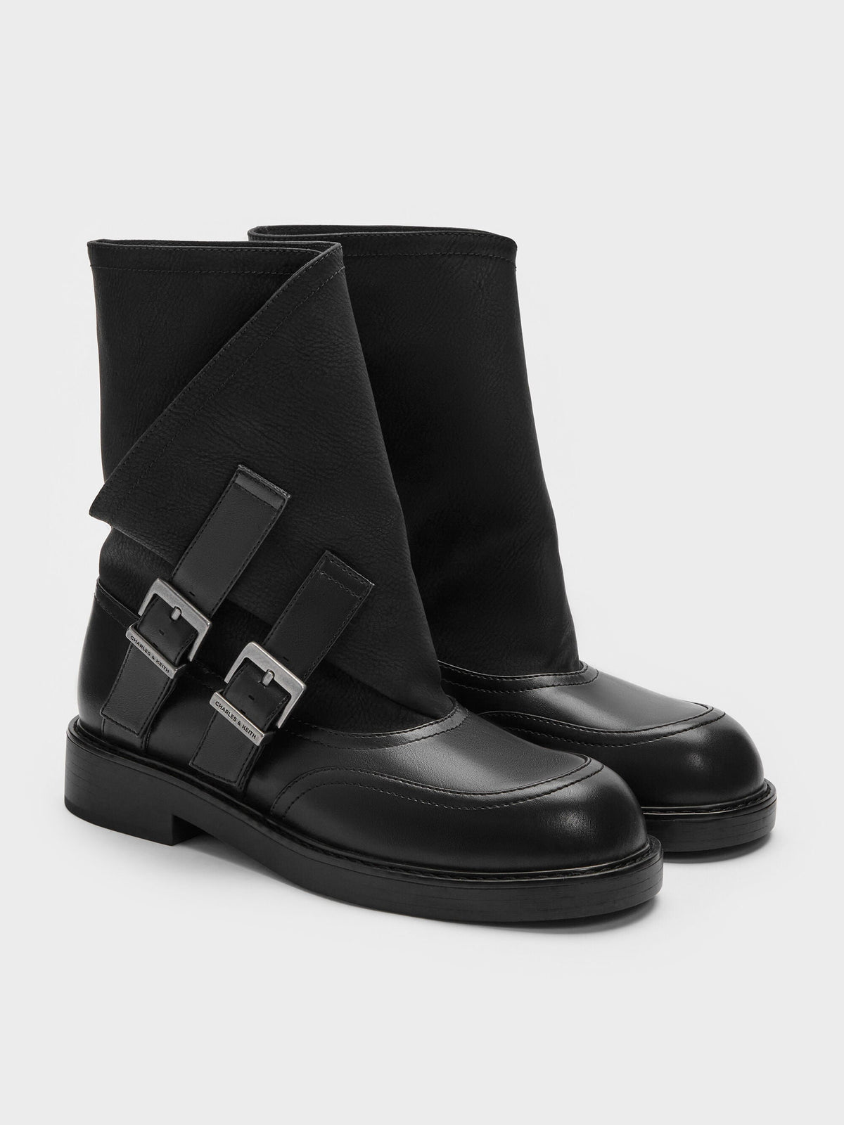 CHARLES & KEITH Hot Sale | Aether Buckled Calf Boots - Black