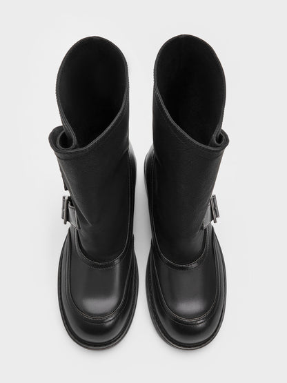 CHARLES & KEITH Hot Sale | Aether Buckled Calf Boots - Black