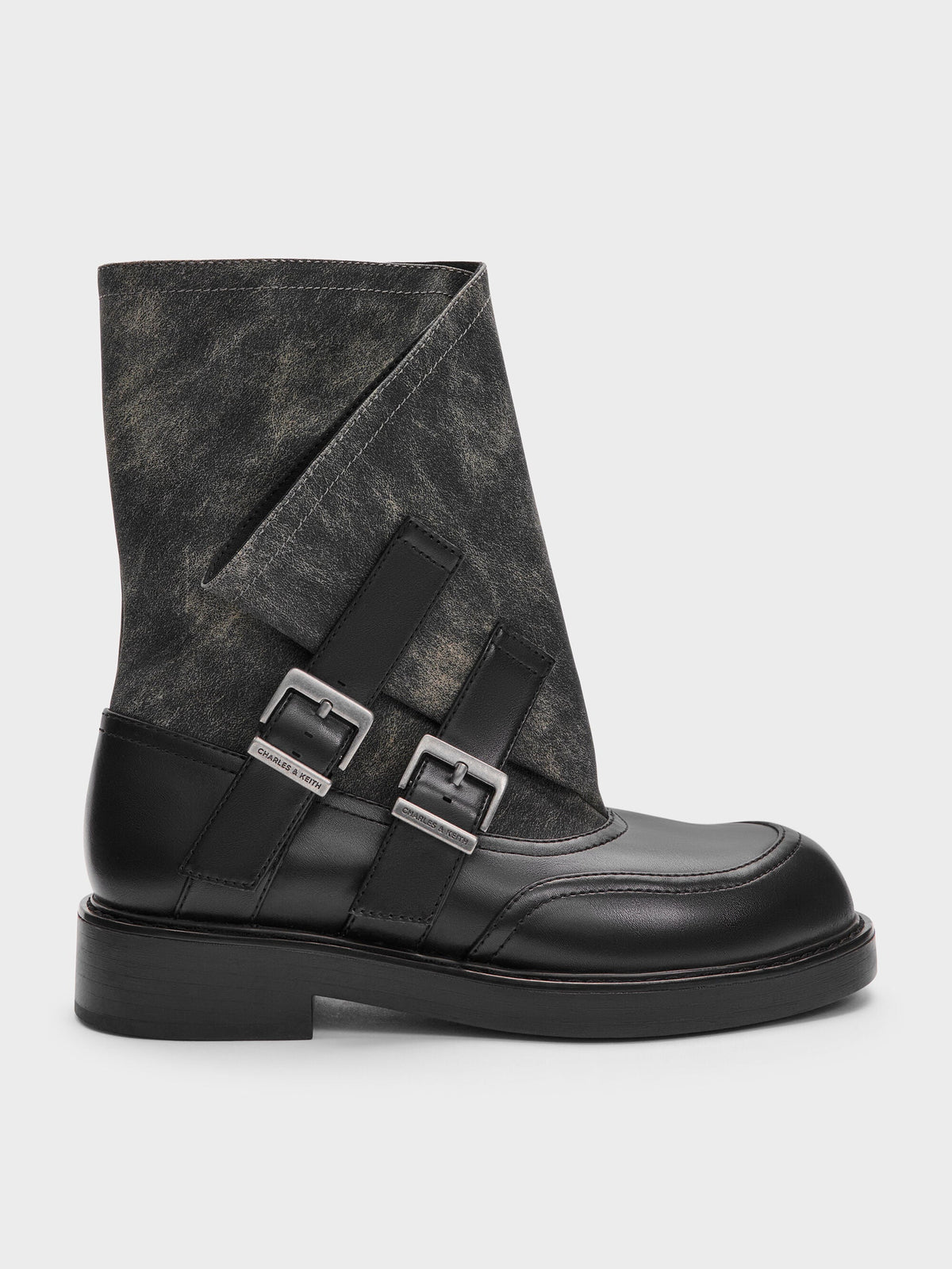 CHARLES & KEITH Special Offer | Aether Buckled Calf Boots - Dark Grey