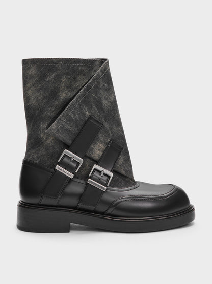 CHARLES & KEITH Special Offer | Aether Buckled Calf Boots - Dark Grey