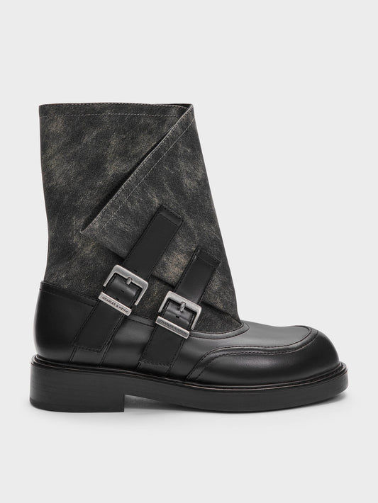 CHARLES & KEITH Special Offer | Aether Buckled Calf Boots - Dark Grey