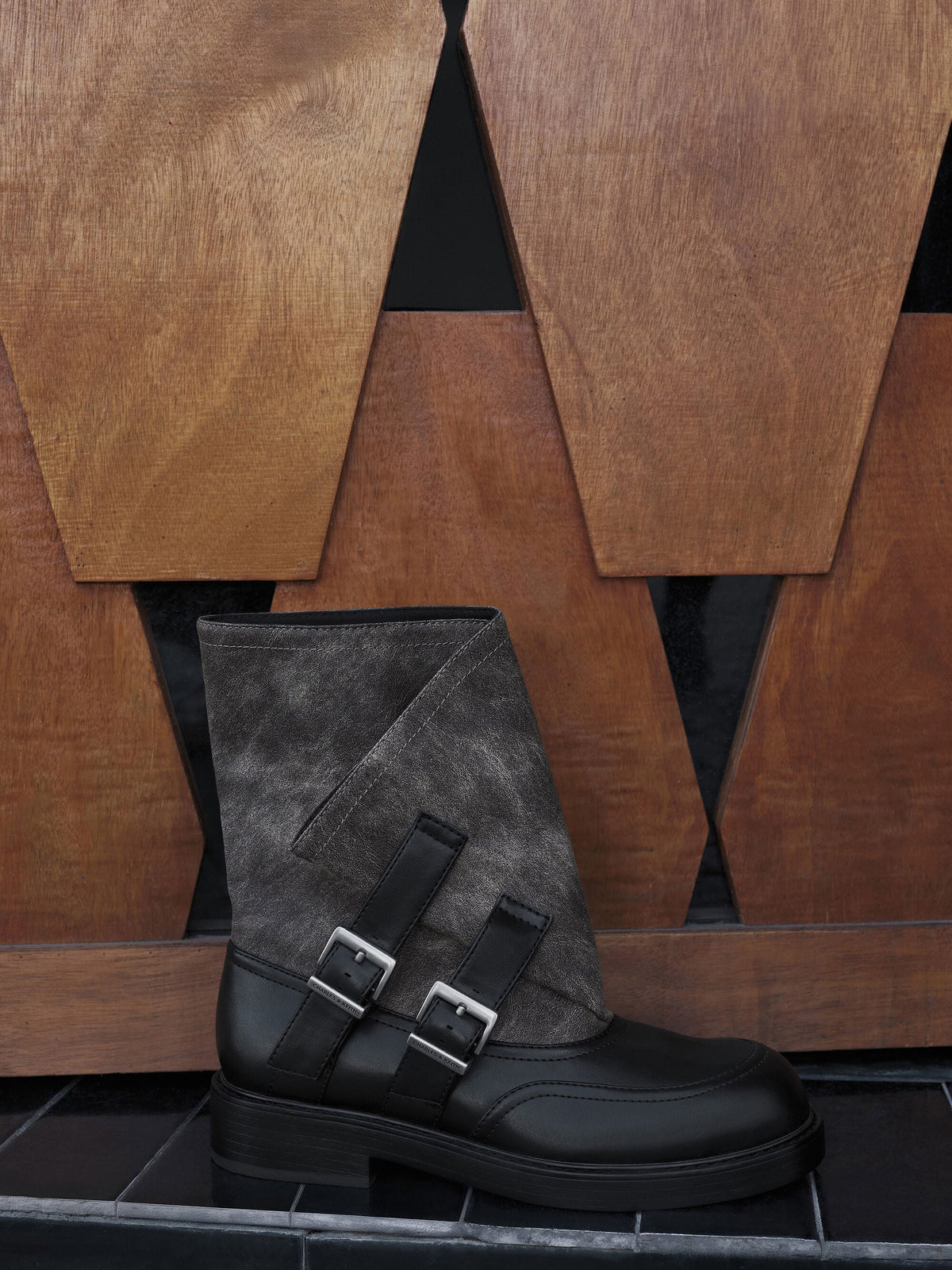 CHARLES & KEITH Special Offer | Aether Buckled Calf Boots - Dark Grey