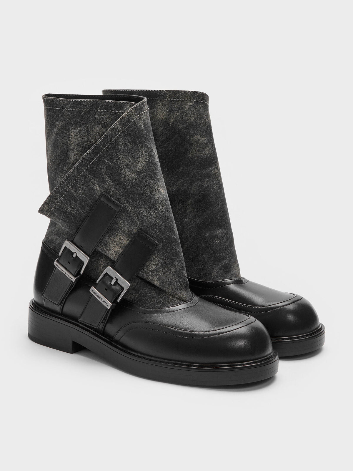CHARLES & KEITH Special Offer | Aether Buckled Calf Boots - Dark Grey