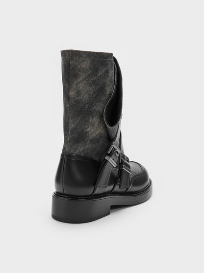 CHARLES & KEITH Special Offer | Aether Buckled Calf Boots - Dark Grey