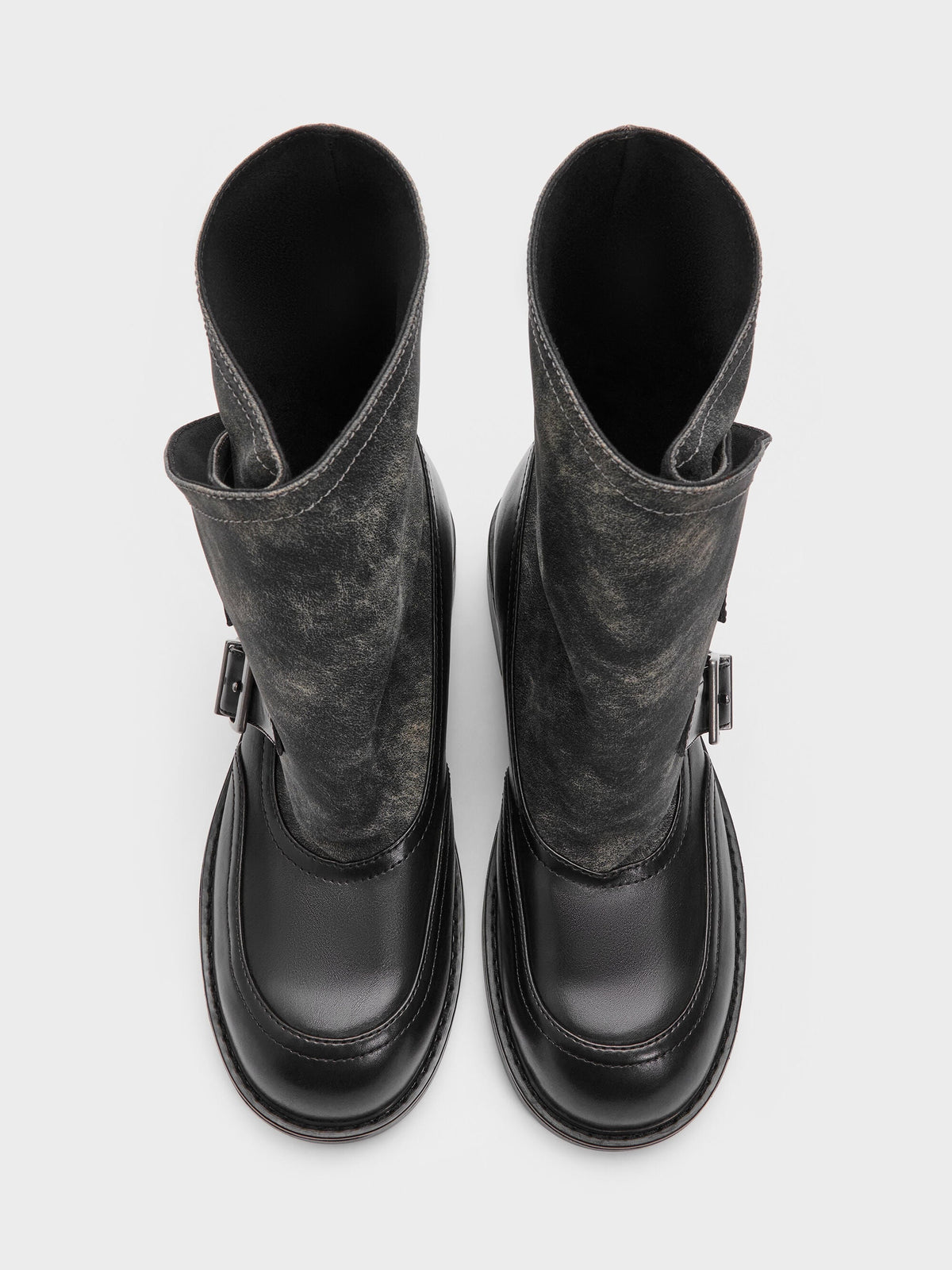 CHARLES & KEITH Special Offer | Aether Buckled Calf Boots - Dark Grey