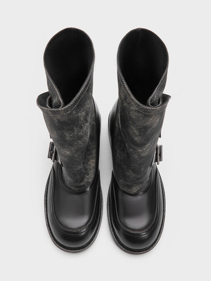 CHARLES & KEITH Special Offer | Aether Buckled Calf Boots - Dark Grey