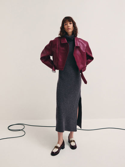 CHARLES & KEITH Deals | Two-Tone Metallic-Buckle Loafer Pumps - Burgundy