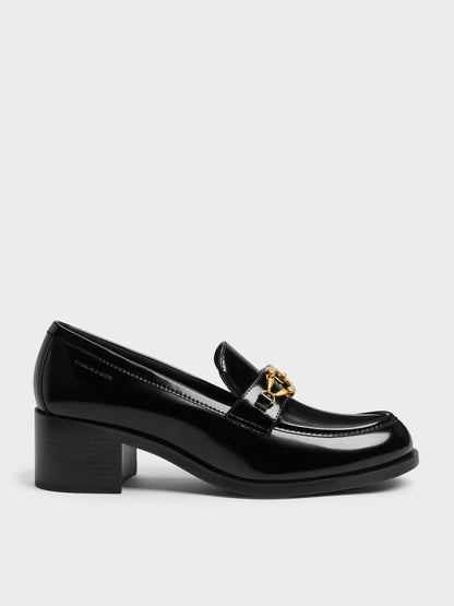CHARLES & KEITH Quality | Metallic-Buckle Loafer Pumps - Black Box