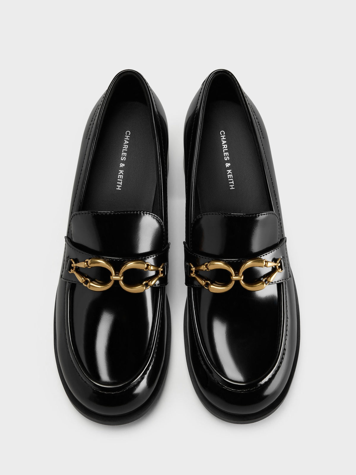 CHARLES & KEITH Quality | Metallic-Buckle Loafer Pumps - Black Box