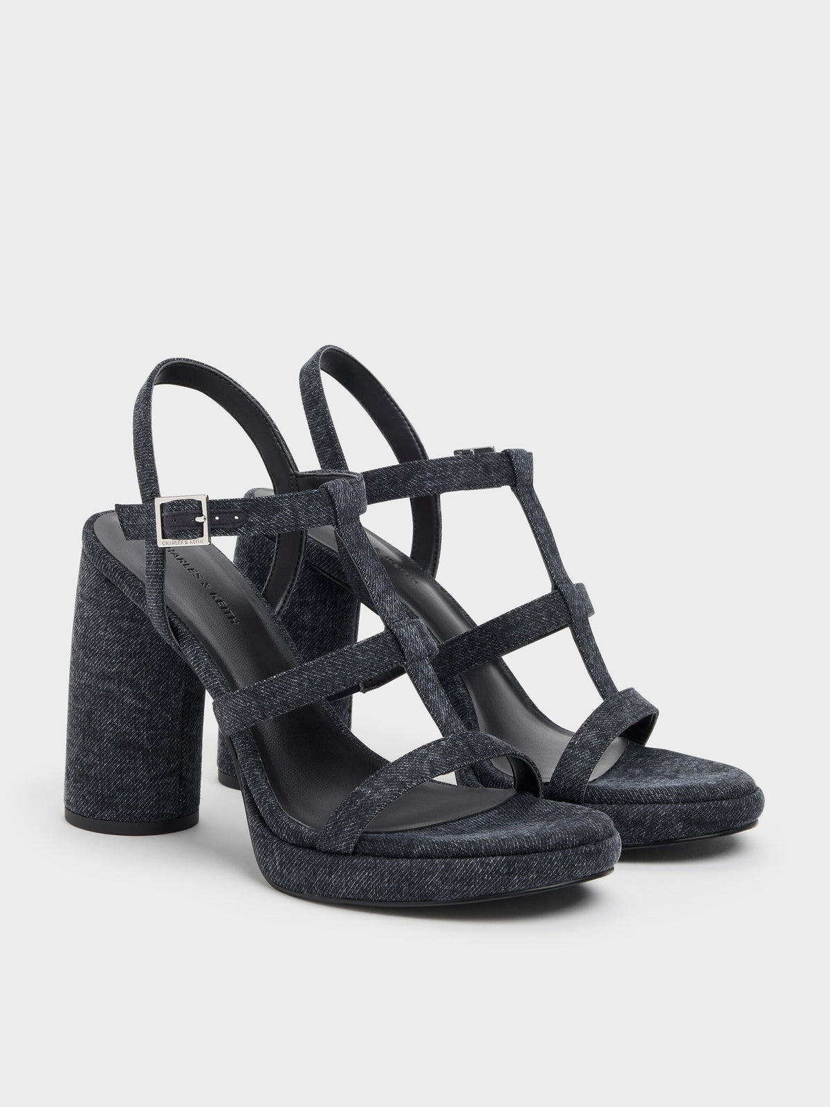 CHARLES & KEITH Quality | Aether Denim Platform Sandals - Dark Blue