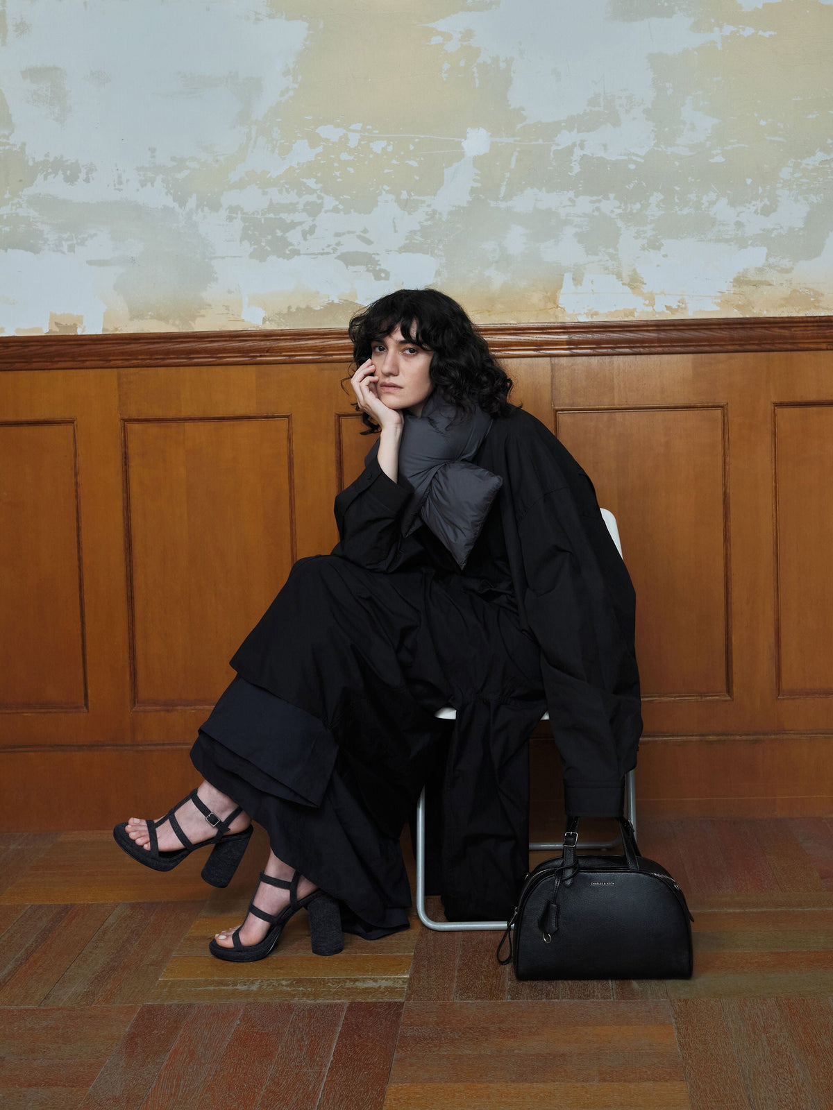 CHARLES & KEITH Quality | Aether Denim Platform Sandals - Dark Blue