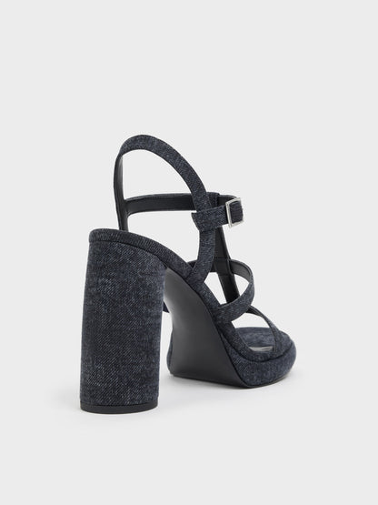 CHARLES & KEITH Quality | Aether Denim Platform Sandals - Dark Blue
