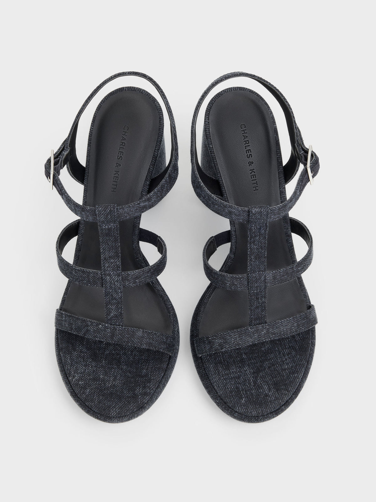 CHARLES & KEITH Quality | Aether Denim Platform Sandals - Dark Blue