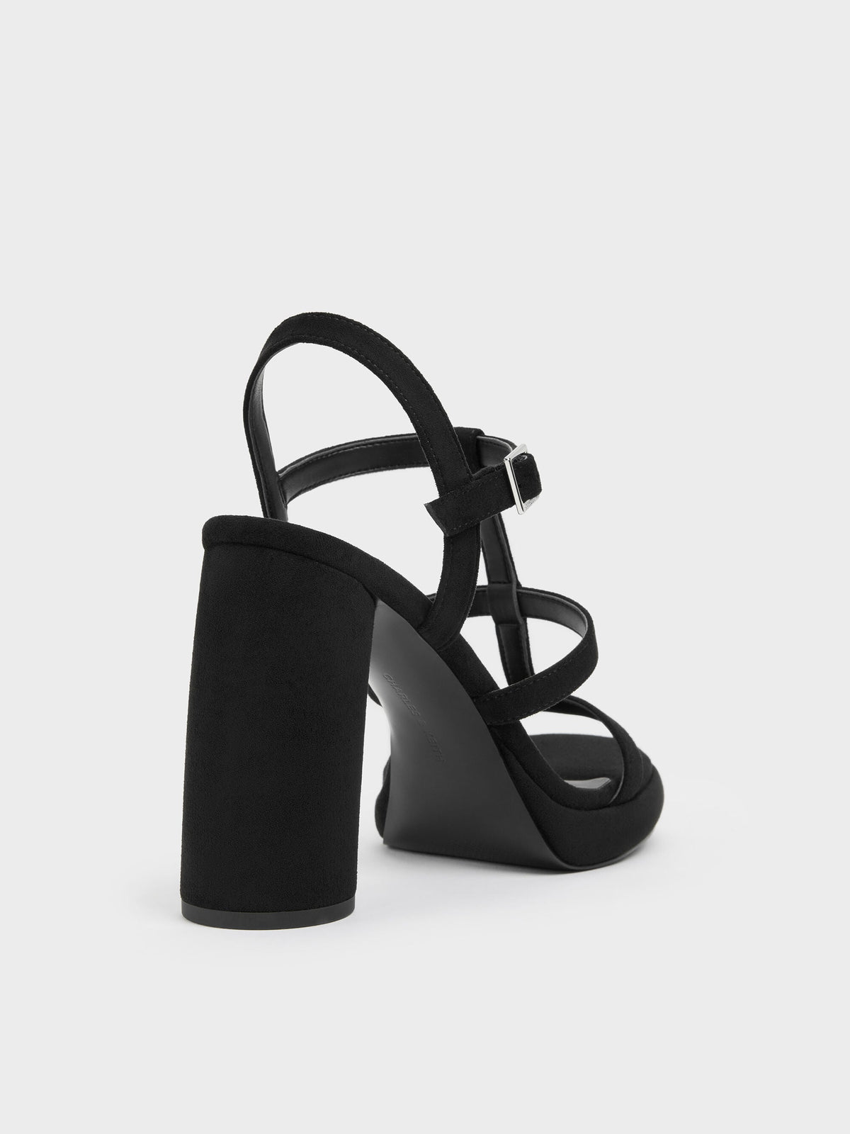 CHARLES & KEITH Essential | Aether Faux Suede Platform Sandals - Black Textured