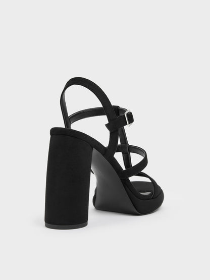 CHARLES & KEITH Essential | Aether Faux Suede Platform Sandals - Black Textured