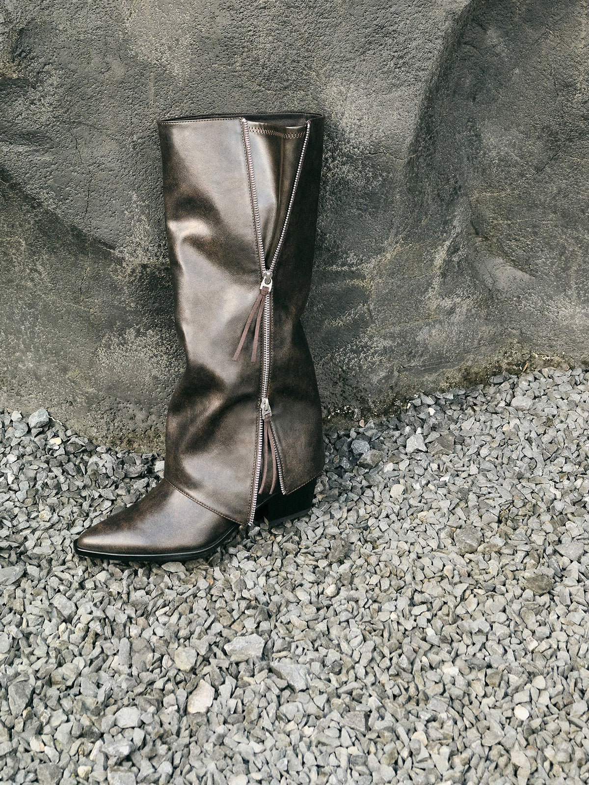 CHARLES & KEITH Exclusive | Aether Tassel-Zip Knee-High Boots - Dark Brown