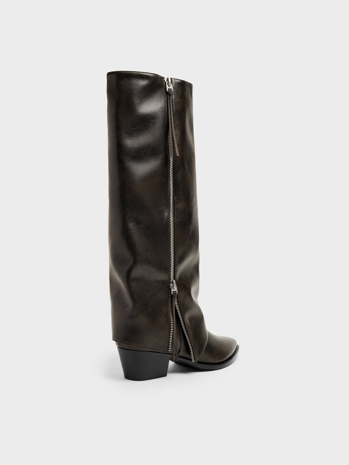CHARLES & KEITH Exclusive | Aether Tassel-Zip Knee-High Boots - Dark Brown
