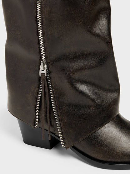 CHARLES & KEITH Exclusive | Aether Tassel-Zip Knee-High Boots - Dark Brown
