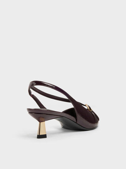 CHARLES & KEITH Latest | Asymmetric D'Orsay Slingback Pumps - Burgundy