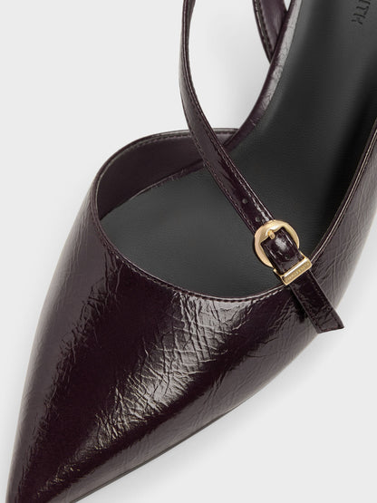 CHARLES & KEITH Latest | Asymmetric D'Orsay Slingback Pumps - Burgundy