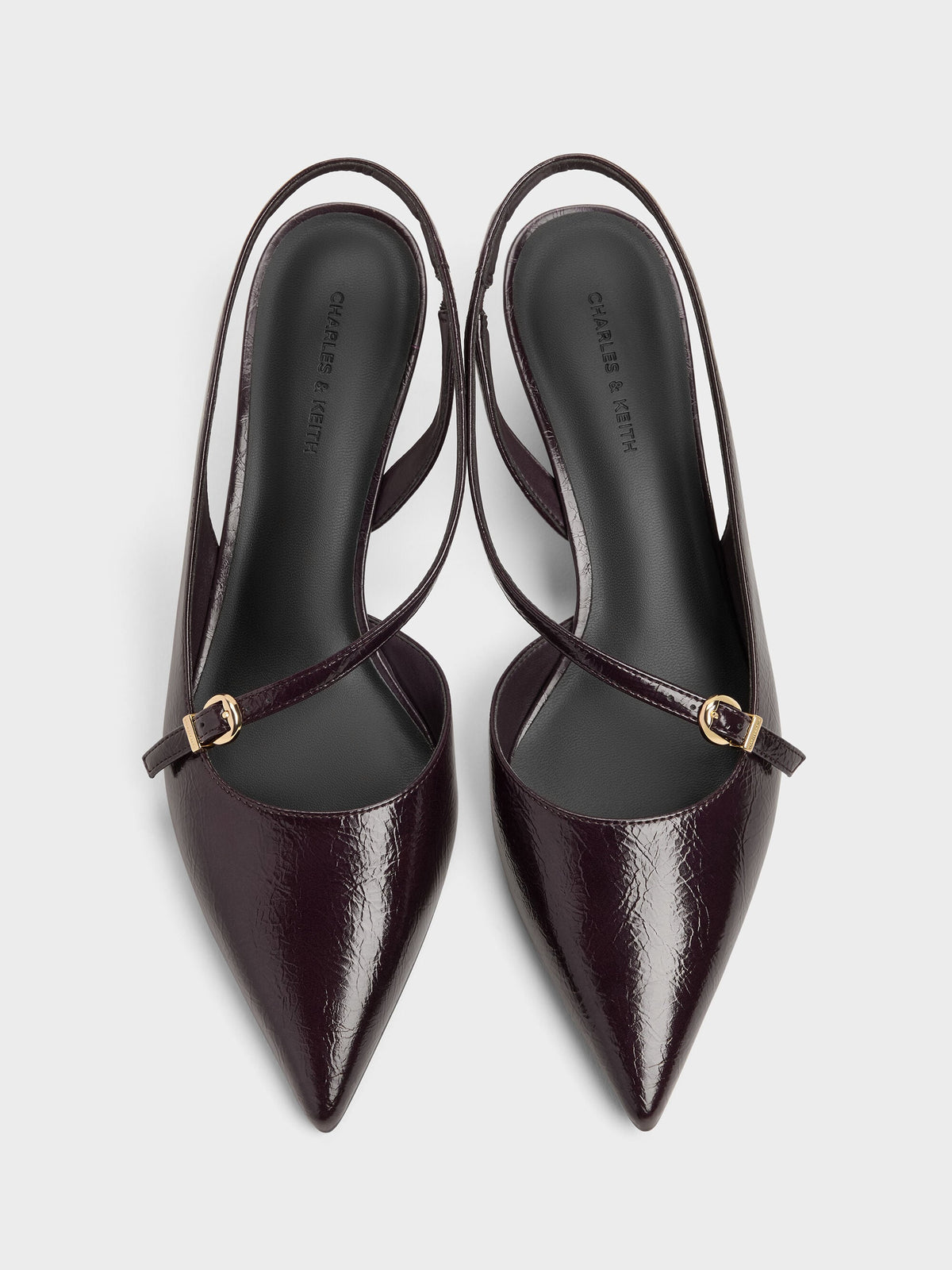 CHARLES & KEITH Latest | Asymmetric D'Orsay Slingback Pumps - Burgundy
