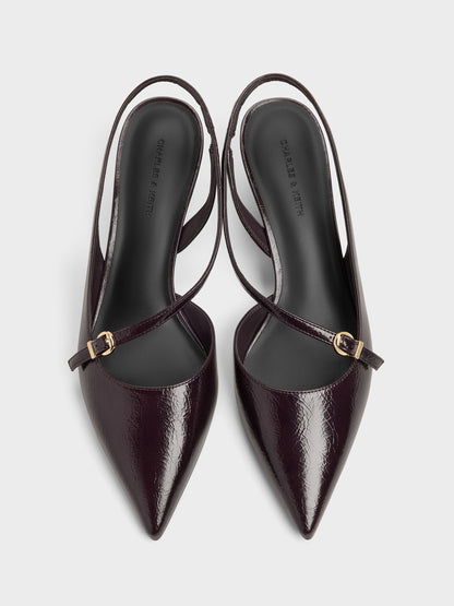 CHARLES & KEITH Latest | Asymmetric D'Orsay Slingback Pumps - Burgundy