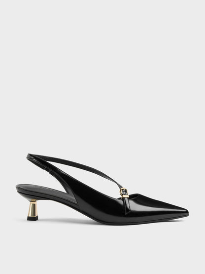 CHARLES & KEITH Popular | Asymmetric D'Orsay Slingback Pumps - Black Box