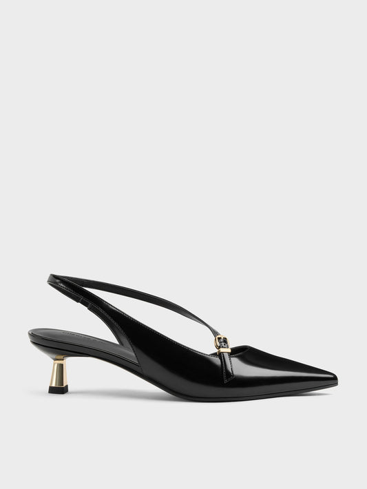 CHARLES & KEITH Popular | Asymmetric D'Orsay Slingback Pumps - Black Box