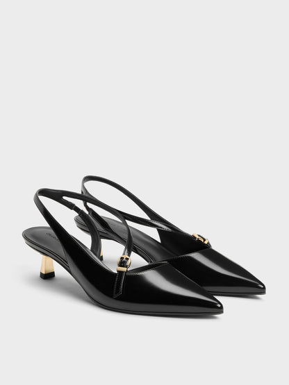 CHARLES & KEITH Popular | Asymmetric D'Orsay Slingback Pumps - Black Box