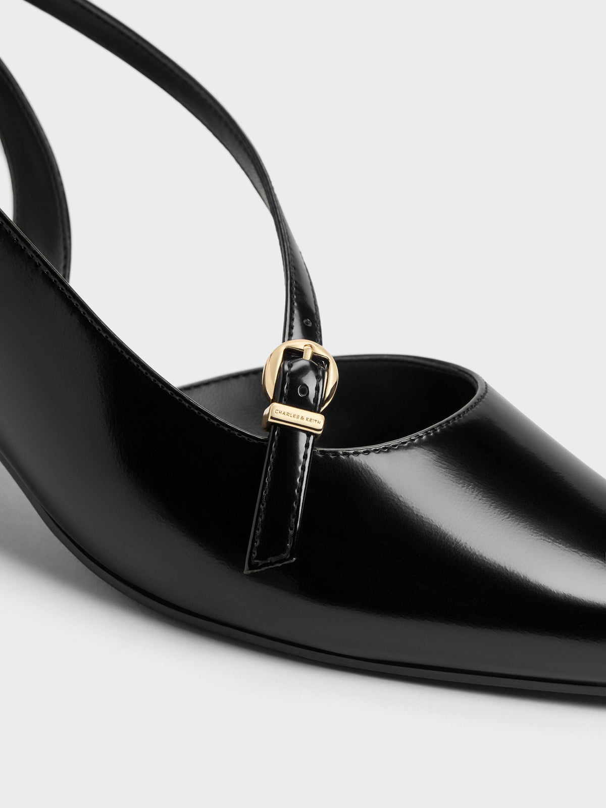 CHARLES & KEITH Popular | Asymmetric D'Orsay Slingback Pumps - Black Box