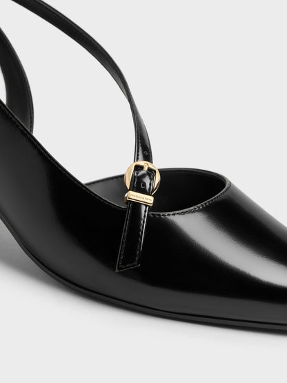 CHARLES & KEITH Popular | Asymmetric D'Orsay Slingback Pumps - Black Box