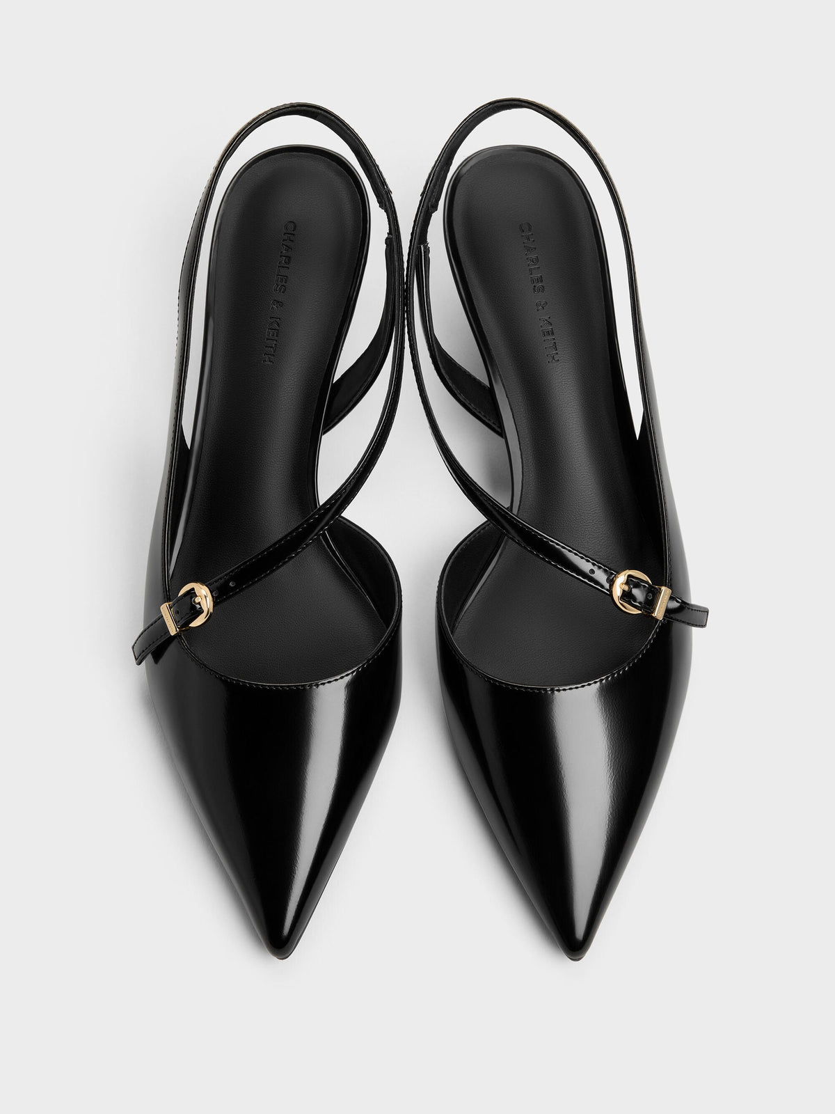 CHARLES & KEITH Popular | Asymmetric D'Orsay Slingback Pumps - Black Box