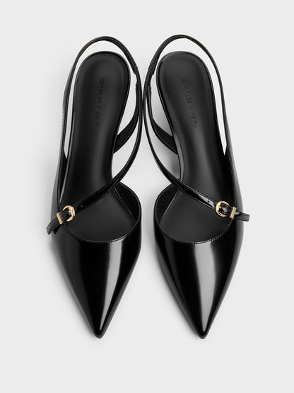 CHARLES & KEITH Popular | Asymmetric D'Orsay Slingback Pumps - Black Box