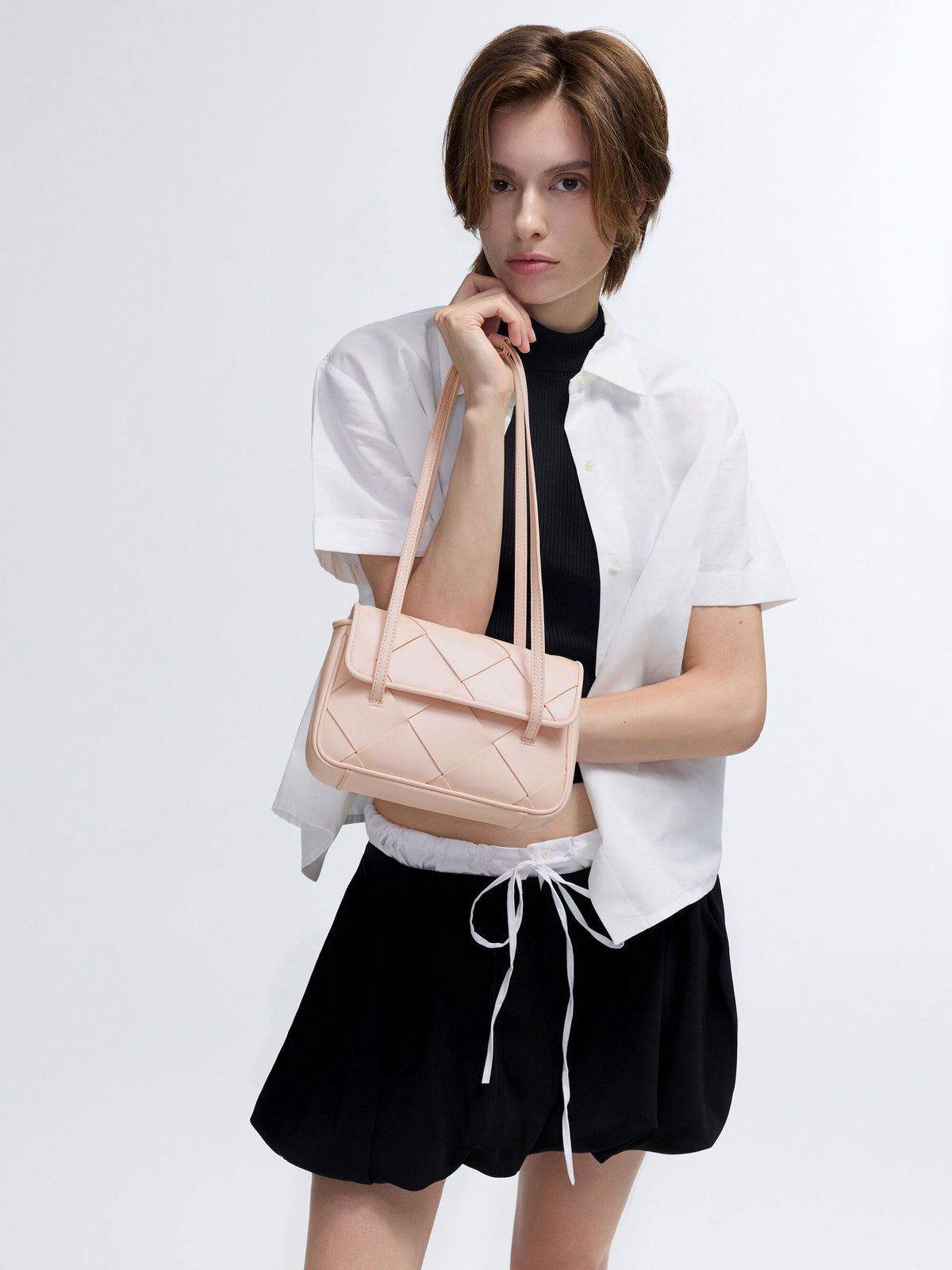 CHARLES & KEITH Latest | Maribel Woven Shoulder Bag - Soft Pink