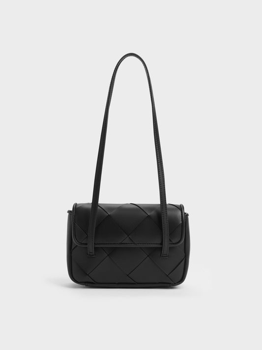 CHARLES & KEITH Latest | Maribel Woven Shoulder Bag - Black