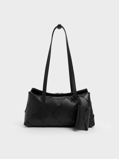 CHARLES & KEITH Featured | Maribel Woven Trapeze Shoulder Bag - Black