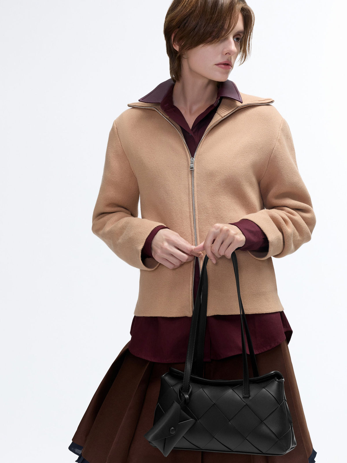 CHARLES & KEITH Featured | Maribel Woven Trapeze Shoulder Bag - Black