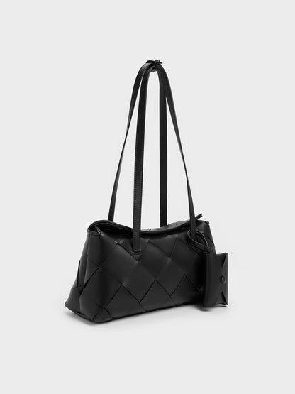 CHARLES & KEITH Featured | Maribel Woven Trapeze Shoulder Bag - Black
