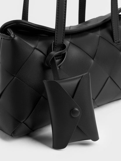 CHARLES & KEITH Featured | Maribel Woven Trapeze Shoulder Bag - Black