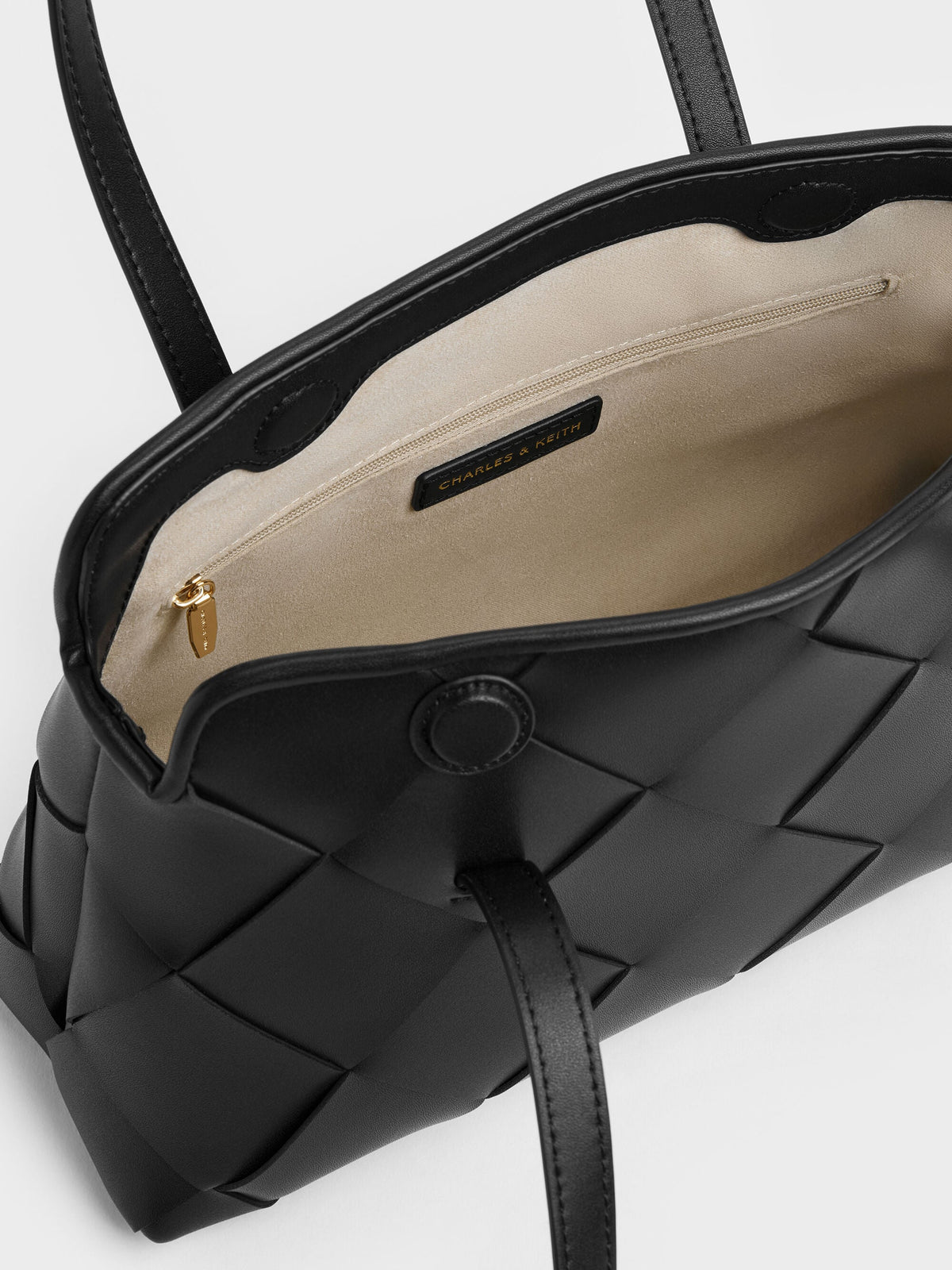 CHARLES & KEITH Featured | Maribel Woven Trapeze Shoulder Bag - Black