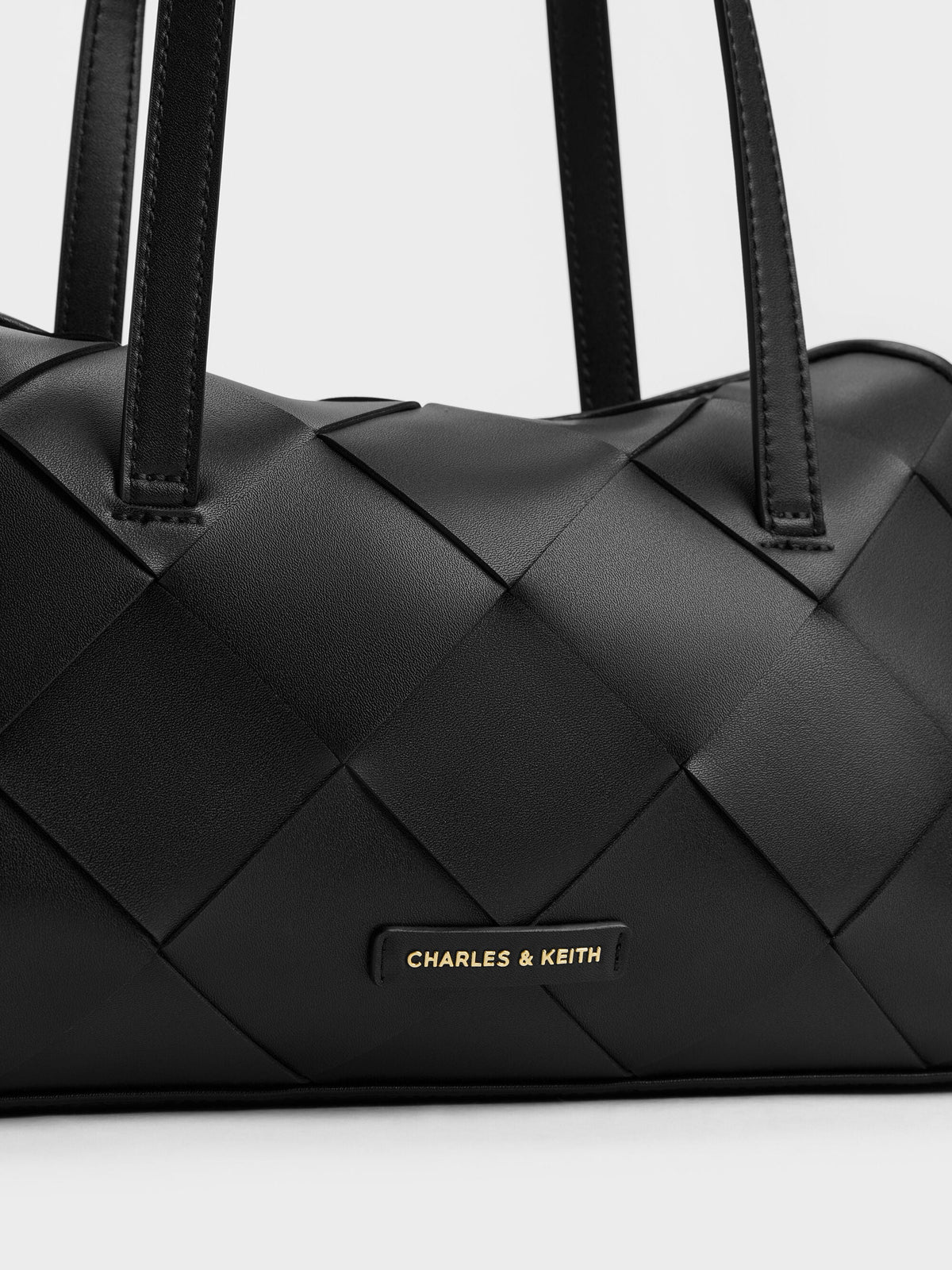 CHARLES & KEITH Featured | Maribel Woven Trapeze Shoulder Bag - Black