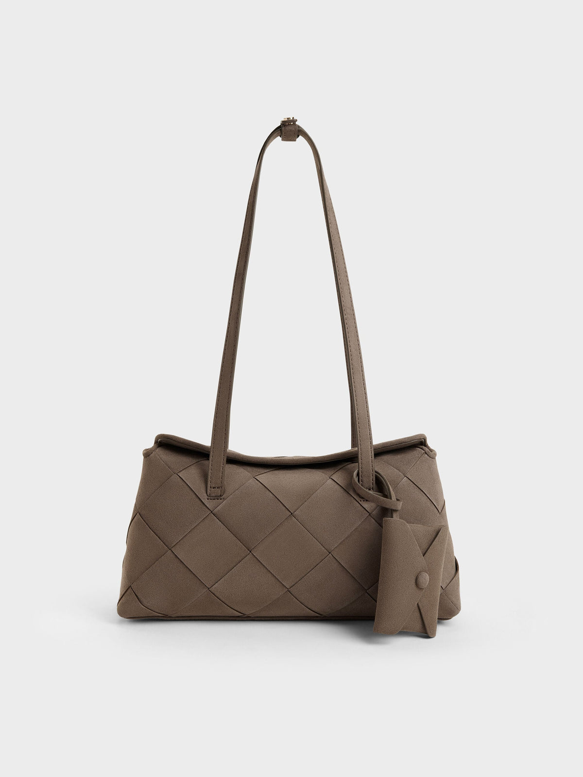 CHARLES & KEITH Essential | Maribel Woven Trapeze Shoulder Bag - Stone Grey