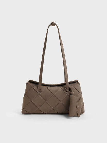 CHARLES & KEITH Essential | Maribel Woven Trapeze Shoulder Bag - Stone Grey