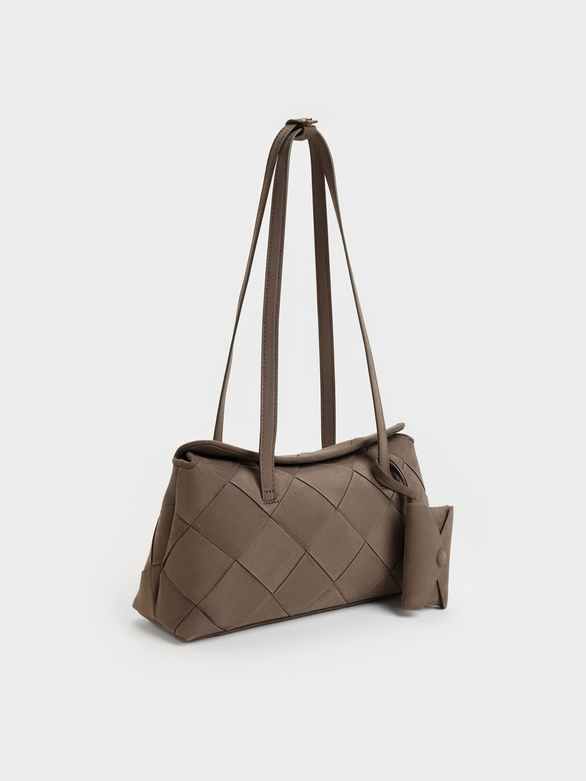 CHARLES & KEITH Essential | Maribel Woven Trapeze Shoulder Bag - Stone Grey