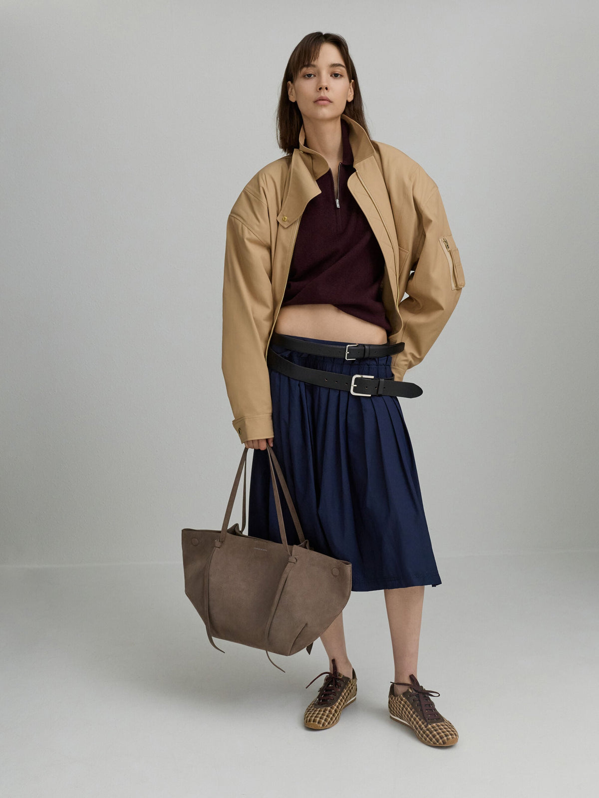 CHARLES & KEITH Value | XL Calla Tote Bag - Stone Grey