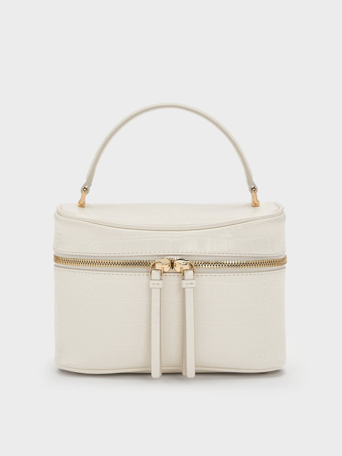 CHARLES & KEITH Great Value | Pansy Croc-Effect Vanity Bag - Cream