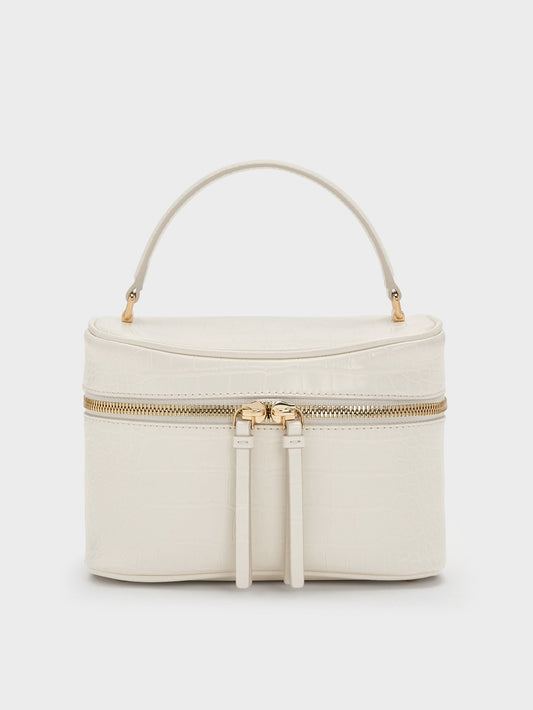 CHARLES & KEITH Great Value | Pansy Croc-Effect Vanity Bag - Cream