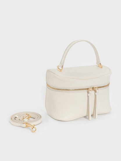 CHARLES & KEITH Great Value | Pansy Croc-Effect Vanity Bag - Cream