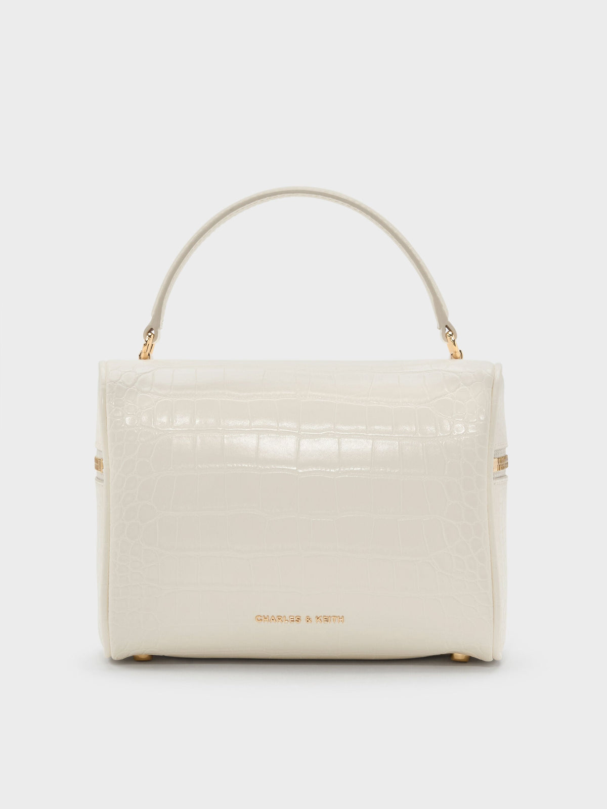 CHARLES & KEITH Great Value | Pansy Croc-Effect Vanity Bag - Cream