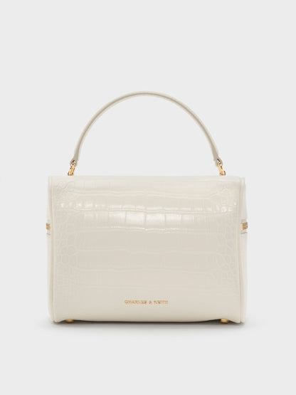 CHARLES & KEITH Great Value | Pansy Croc-Effect Vanity Bag - Cream